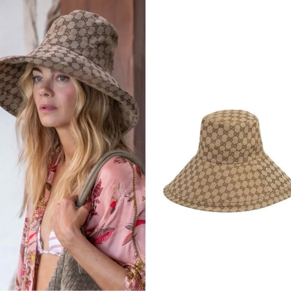 Gucci Beige Monogram Wide Brim Hat